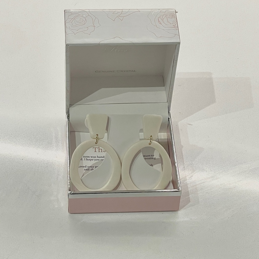 White clay statement earrings